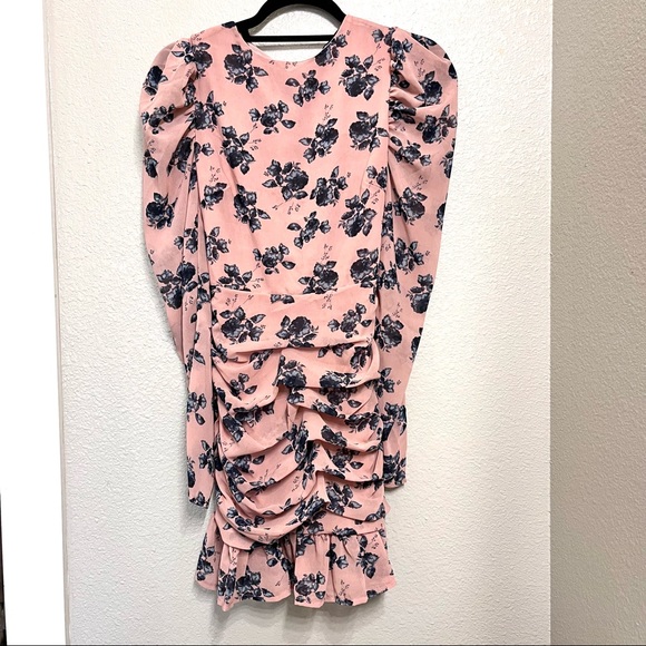 Nasty Gal Ruched Sleeve Floral Mini Dress - Picture 3 of 5